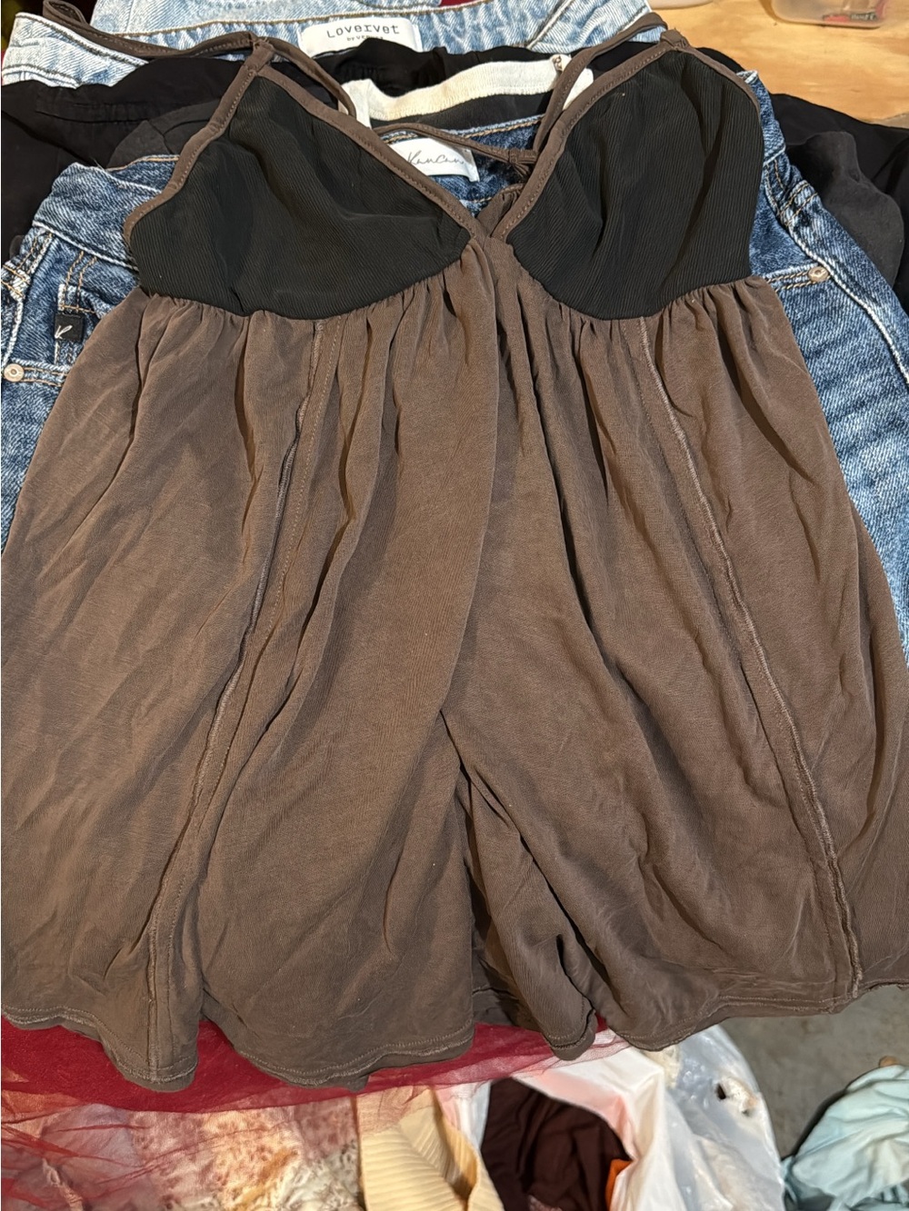 Free People Brown Tank with Black Bust